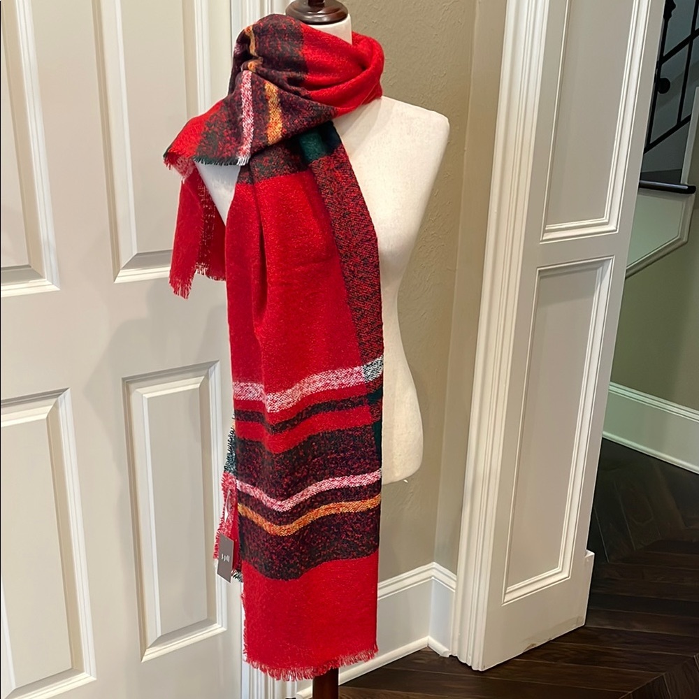 J.Jill Tartan Plaid Scarf Red/Green//Navy/Green/White